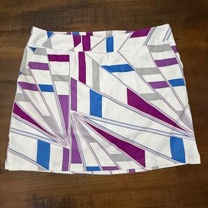 Adidas Womens Golf‎ Skirt Shorts Performance ClimaCool White Purple Blue Size 14